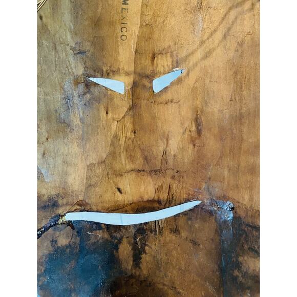 Vintage Hand Carved Wooden Folk Art Face Mask Mexico 18" Tall - Picture 10 of 11